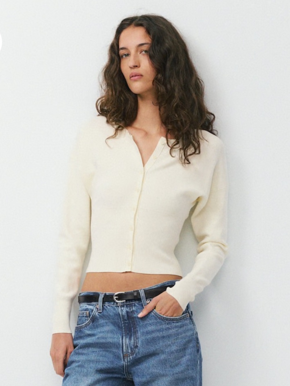 Aritzia Longsleeve Golightly Cardigan - Wonder Yarn Light Birch Size Large NWOT